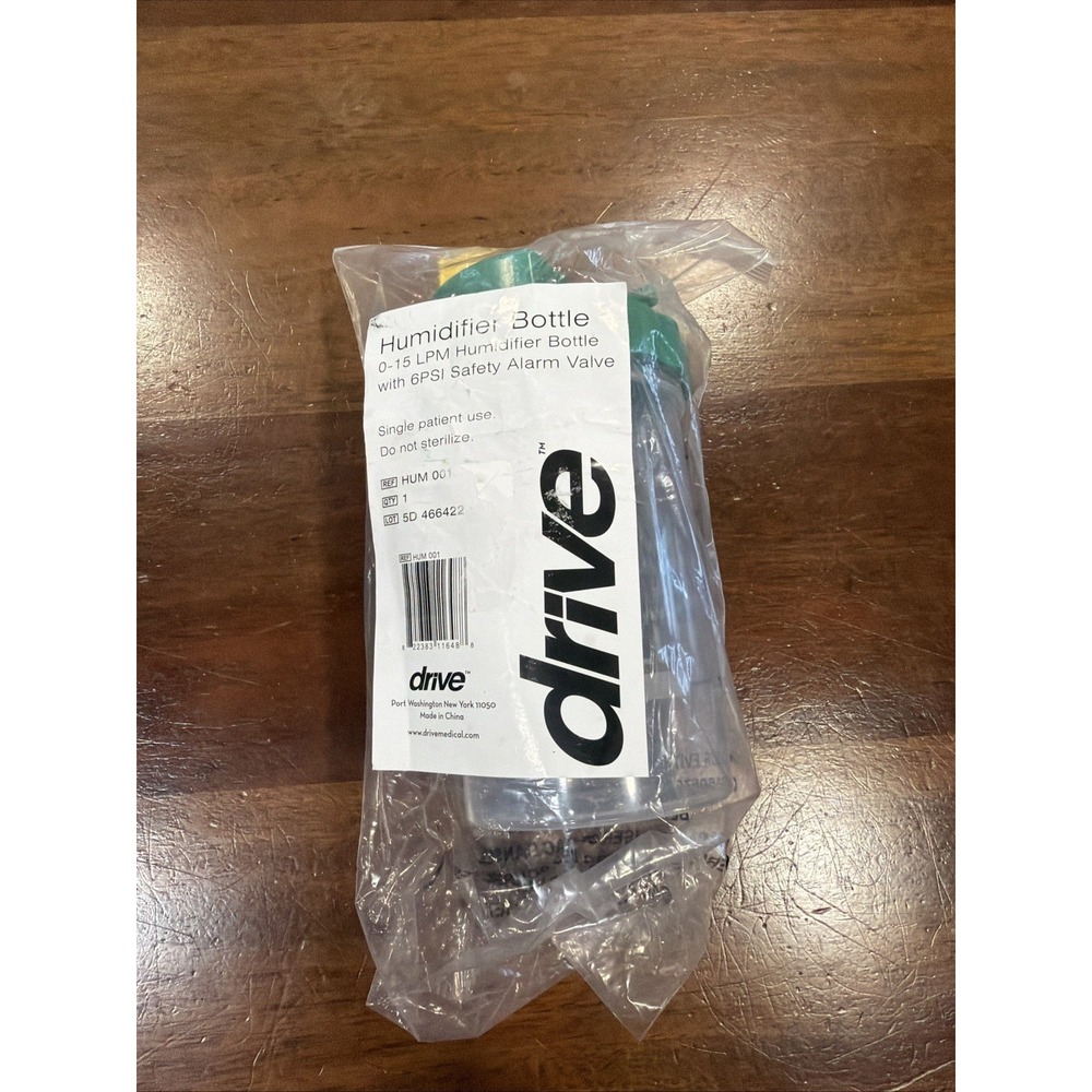 DRIVE Humidifier Bottle 0-15 LPM  HUM 01  6PSI Safety Alarm Valve - NEW